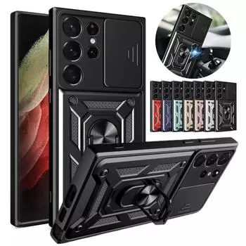 Чехол для Samsung Galaxy S23 Ultra, автомобильный магнитный держатель с кольцом, защитный чехол для телефона Samsung S 23 S23 Plus, защитный чехол для камеры For Galaxy S23 Ultra розового золота