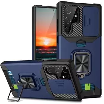 Чехол для Samsung Galaxy S24 Plus Ultra A72 A52 A53 A14, чехол для держателя карты в стиле милитари, выдвижной чехол для камеры Samsung S24 Plus