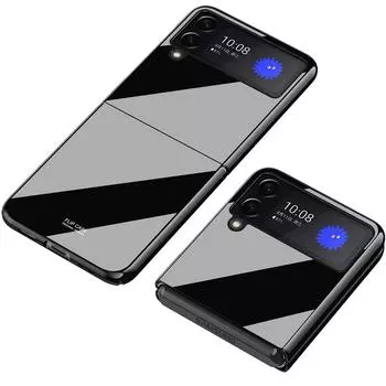 Чехол для Samsung Galaxy Z Flip 3 Ультратонкий защитный чехол с цветным тиснением, голый металл, ощущение руки на 360 градусов, всесторонняя защита for Galaxy Z Flip 3 зелёный