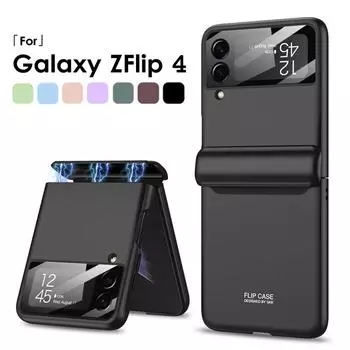 Чехол для Samsung Galaxy Z Flip 3 4 5g с магнитным шарниром, полная защита, стеклянная задняя крышка для камеры, Z Flip3 Flip4, защитный чехол