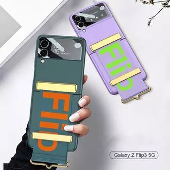 Чехол для Samsung Galaxy Z Flip 3 5g, оригинальный ультратонкий чехол с ремешком на запястье и держателем для пальцев, пластиковый чехол для Galaxy Z Flip3 Galaxy Z Flip 3 чёрный