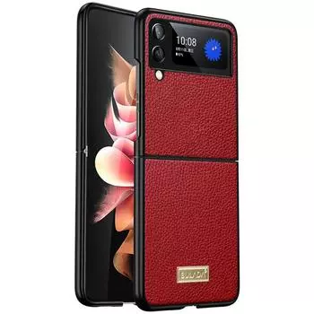 Чехол для Samsung Galaxy Z Flip 3 5g, кожаный чехол Z Flip3, искусственная кожа + жесткий корпус из ПК, ультратонкий, тонкий, прочный защитный чехол for Galaxy Z Flip 3 зелёный