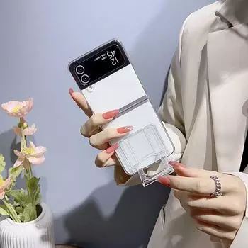 Чехол для Samsung Galaxy Z Flip 4 Zflip 3, ультратонкий прозрачный выдвижной кронштейн, складной противоударный жесткий чехол, аксессуары Samsung Z Flip 4 прозрачный