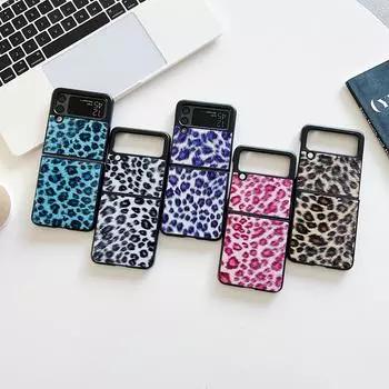 Чехол для Samsung Galaxy Z Flip 4 3 Zflip4, модный силиконовый складной противоударный защитный чехол с леопардовой текстурой, аксессуары for Galaxy Z Flip 3 розы красного