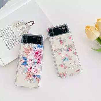 Чехол для Samsung Galaxy Z Flip 4 3 Flip4 Flip3, красивый чехол с цветами ромашки, прозрачный противоударный складной жесткий чехол для ПК For Samsung Z Flip 3