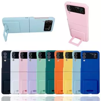 Чехол для Samsung Galaxy Z Flip 4 Zflip 3, матовый, приятный для кожи, ультратонкий выдвижной кронштейн, складной противоударный жесткий задний чехол Samsung Z Flip 4 чёрный