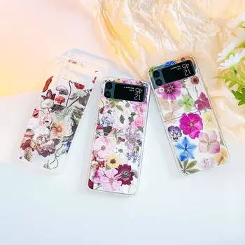 Чехол для Samsung Galaxy Z Flip 4 3, винтажный чехол с цветочной росписью, прозрачная противоударная жесткая задняя крышка для Samsung Z Flip4 Flip3, чехол For Samsung Z Flip 3
