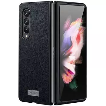 Чехол для Samsung Galaxy Z Fold 3 5g, кожаный чехол Z Fold 2, искусственная кожа + жесткий корпус из ПК, ультратонкий, тонкий, прочный защитный чехол for Galaxy Z Fold 3 чёрный