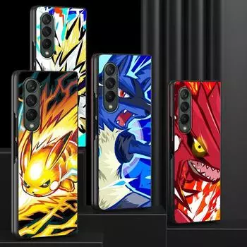 Чехол для Samsung Galaxy Z Fold 3 5g, черный жесткий чехол для телефона Z Fold3, модный противоударный чехол для ПК, аниме, Cool Pokemon Shell for Samsung Z Fold 3