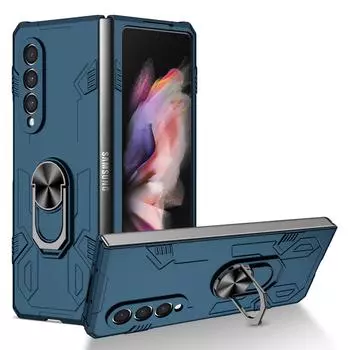 Чехол для Samsung Galaxy Z Fold 3, невидимый держатель-подставка для кольца, защита от царапин, защита Zfold3, противоударный роскошный складной чехол For Samsung Z Fold 3 розовый