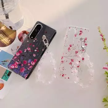 Чехол для Samsung Galaxy Z Fold 4 3, маленький браслет с цветочной росписью, прозрачный противоударный жесткий чехол для Samsung Zfold4 Fold3, чехол For Samsung Z Fold 3
