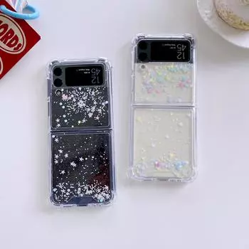 Чехол для Samsung Z Flip 3, прозрачный блестящий складной чехол для телефона Samsung Z Flip 4 Zflip3 5g, противоударная жесткая задняя крышка Z Flip 1 прозрачный