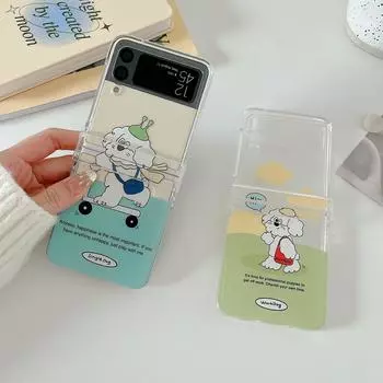 Чехол для Samsung Z Flip 4 Ins, прозрачный складной чехол для телефона с милой собакой для Samsung Z Flip3 5g Zflip4, противоударная жесткая задняя крышка For Samsung Z Flip 4