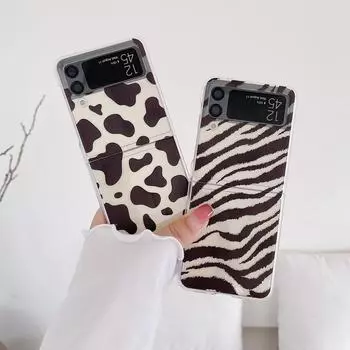 Чехол для Samsung Z Flip 4, прозрачный складной чехол с рисунком коровы для Samsung Z Flip 3 Zflip4 5g, противоударная жесткая задняя крышка For Z Flip 4