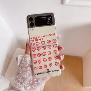 Чехол для Samsung Z Flip 4, прозрачный складной чехол с рисунком любви для Samsung Z Flip 3, 5 г, Zflip4, противоударная жесткая задняя крышка For Galaxy Z Flip 3
