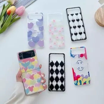 Чехол для Samsung Z Flip 4 с рисунком в виде сердца, прозрачный складной чехол для Samsung Z Flip 3 5g Zflip4, противоударный жесткий чехол на заднюю панель For Z Flip 4