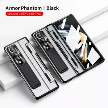 Чехол для Samsung Z Fold 5 4 3, чехол для телефона с гальваническим покрытием Phantom, плоский шарнир, защита для линз с мелкими отверстиями, универсальный чехол Z Fold3 For Samsung Z Fold5