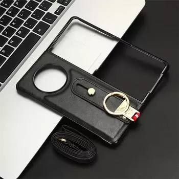 Чехол для Tecno Phantom V Fold, роскошный кожаный чехол, ремешок на руку, подставка, металлическое кольцо для Tecno Phantom V Fold, чехол для телефона Tecno Phantom V Fold