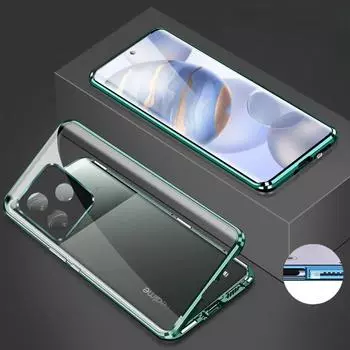 Чехол для телефона 360° с полным двухсторонним стеклом для OPPO Realme GT Neo6 SE Neo6se A3 Reno 12 Pro Магнитный чехол с защитной закаленной пленкой Realme GT Neo6 серебряный