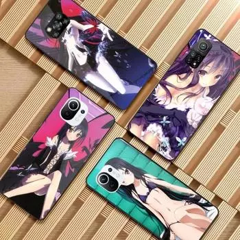 Чехол для телефона Accel World для Xiaomi 12 11T 10 9 Redmi Note 11 10 10S Pro Redmi 9 9A 8, черный стеклянный чехол для телефона из поликарбоната Xiaomi 12-12X