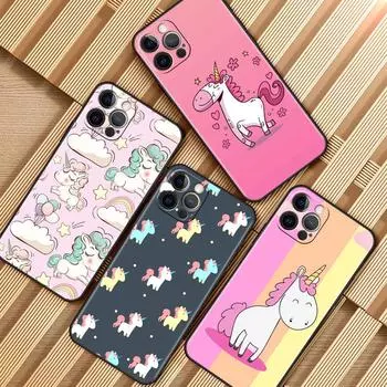Чехол для телефона Apple iPhone 11 7 12 Pro 13 mini XR X 6 6S XS Max 5 5S 8 Plus SE, мягкий силиконовый чехол «Маленький единорог» iPhone XS Max