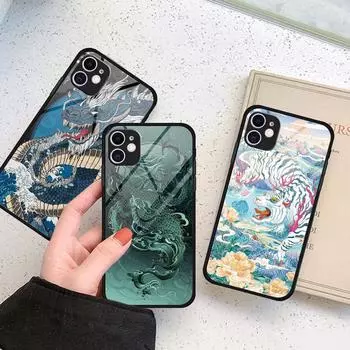 Чехол для телефона Apple Iphone 7 6s Plus Se 8 Xs X 11 14 Plus Xr 12 Mini 13 Pro Max, модный китайский тигр-дракон iPhone 13 Pro Max