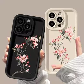 Чехол для телефона Art Beautiful Peach Blossom для iPhone 15 14 13 12 11 Pro Max X XR XS Max 7 8 Plus SE3, силиконовый противоударный бампер, чехлы для телефонов, задняя крышка iPhone 15 дубильная кора