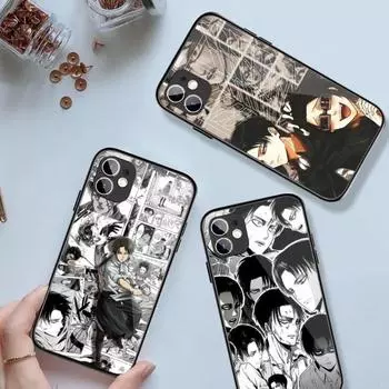 Чехол для телефона «Атака Титанов» в стиле аниме для IPhone 14 13 12 11 XS X 8 7 6 Plus Mini Pro Max SE 2022 Черный ПК Стеклянный чехол для телефона из ТПУ iPhone 14