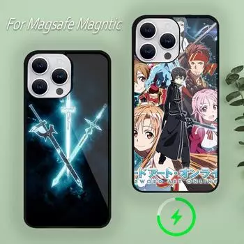 Чехол для телефона Bilibili Sword Art Online с аниме для iPhone 15 14 13 12 11 Plus Pro Max Magsafe с магнитной беспроводной зарядкой iPhone12mini