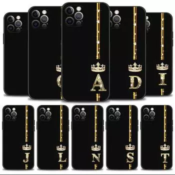 Чехол для телефона для Apple Iphone 14 13 12 11 Pro Max 13 12 Mini Xs Max Xr X 7 8 6 6s Plus, чехол с бриллиантовой короной, королевой, королем, буквой For iPhone 6 6S Plus