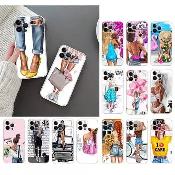 Чехол для телефона для Iphone 14 13 12 11 Pro Max Xs Max Xr X 12mini 14 Plus Se Princess Girl Coffee Летний модный чехол для девочек Funda iphone 11ProMax