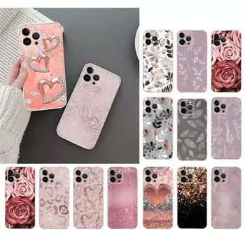 Чехол для телефона для Iphone 14 13 12 11 Pro Max Xs Max Xr X 12mini 14 Plus Senew Роскошный чехол в виде сердца из розового золота с бриллиантами Funda Capa Cell iphone 14ProMax