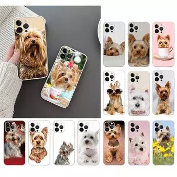 Чехол для телефона для Iphone 14 13 12 11 Pro Max Xs Max Xr X 12mini 14 Plus Se милый чехол для собаки йоркширского терьера Funda Capa Cell iphone 14Pro