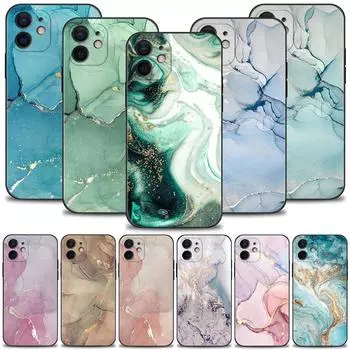 Чехол для телефона для Iphone 14 14 13 12 11 Pro Max Xs Max Xr X 7 8 Plus 12 Mini 6s Capa Black Shell Розовое золото Мрамор Art Fashion For iPhone 7 8 Plus