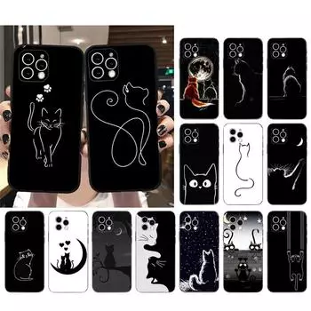 Чехол для телефона для Iphone 14 Pro Max 13 12 11 Pro Max Xr 12 13 Mini 14 Plus 7 8 Se чехол с черным котом Funda iphone 11ProMax