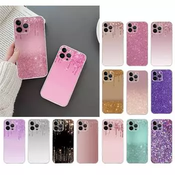 Чехол для телефона для Iphone 14 Pro Max 13 12 11 Pro Max Xs Xr X 12mini 7 8 Plus Se, блестящий чехол из розового золота, принципиально iPhone 12Pro