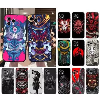 Чехол для телефона для Iphone 14 Pro Max 13 12 11 Pro Max Xs Xr X 12mini 7 8 Plus Se японский самурайский чехол с маской Oni Funda iPhone 13mini