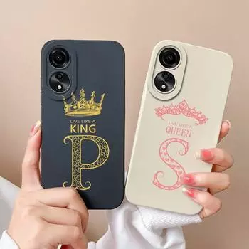 Чехол для телефона для Oppo Reno10 Pro 6 7 8 Pro + Lite, модный чехол с буквами и короной, сумки для телефона, защита камеры, матовый, мягкий силиконовый противоударный чехол для бампера Oppo OPPO Reno6 4G
