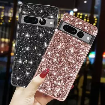 Чехол для телефона Google Pixel 9 8 Pro 7 7a, роскошные мягкие силиконовые чехлы с блестками и блестками для Google Pixel 6 7 Pro 6A, чехол Google Pixel 9 Pro чёрный