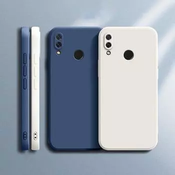 Чехол для телефона Huawei Y7 2019 Camera Protection Square Huawei Y7 Prime 2019 Liquid Silicone Cover Fundas Y7 2019 чёрный