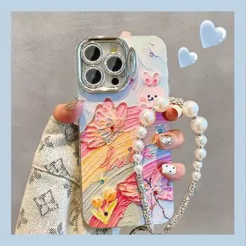 Чехол для телефона iPhone 11 12 13 14 Pro Max 14 15 Plus 12pro модный узор с бабочками и радужными кроликами невидимый кронштейн объектива защитная пленка задняя крышка for iphone 11 розовый