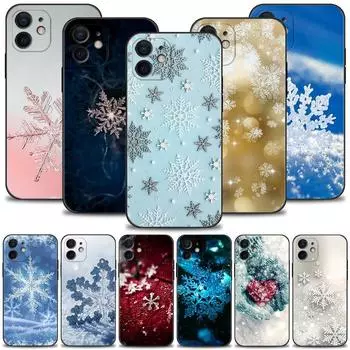 Чехол для телефона iPhone 13 12 11 Pro Max 13 12 Mini XS XR X 8 7 6s 6 Plus, черный чехол, силиконовый чехол, новинка, горячая рождественская снежинка iPhone 13Pro Max