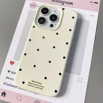 Чехол для телефона iPhone 16 15 14 13 12 11 Pro Max iPhone 11 13 16 15 14 12 Чехол для телефона в горошек iPhone 11 белый