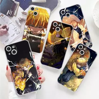 Чехол для телефона Iphone 7 6s 13 Pro 12 Mini X Xs Xr 11 Pro Max Se 8 14 Plus прозрачный мягкий чехол Zenitsu Agatsuma Demon Slayer iPhone 13 Pro Max