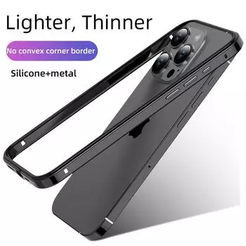 Чехол для телефона из алюминиевого сплава с рамкой для iPhone 16 Pro Max 15 Pro 14 Plus 13 12 11, ударопрочный, однотонный, безрамный, с защитой от падений и углов, бампер iPhone 16 Pro Max чёрный