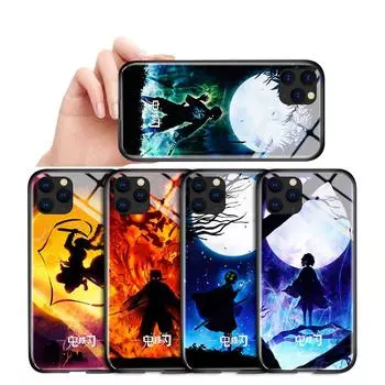 Чехол для телефона из закаленного стекла для iPhone Samsung Galaxy Infinix TPU Soft Edge, противоударный чехол в японском стиле аниме