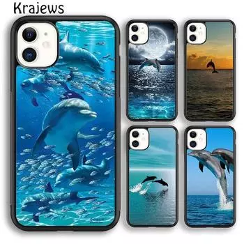 Чехол для телефона Krajews ocean dolphin Dance And Jumping для iPhone 14 5 SE 6s 7 8 plus X XR XS 11 12 13 pro max Samsung S21 S22 ultra iPhone 6plus