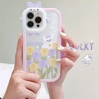 Чехол для телефона Little Monster с мультяшным цветком и бантом для Iphone 11 Xr 7 8 Plus 13 12 14 11 Pro Xs Max Se3 Se2 X, мягкий силиконовый чехол For iPhone 6