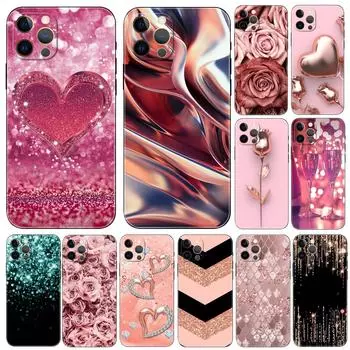 Чехол для телефона Love Rose Gold для iPhone 5 5S 2020se 6 6s 7 8 plus x 10 XR XS 11 12 13 mini pro MAX, черная задняя крышка из ТПУ iphone 5 5S SE 2016