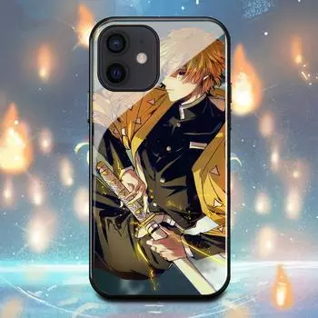 Чехол для телефона Manga Agatsuma Zenitsu для Iphone 11 12 13 14 Pro Max X XR XS Max 6 6s 7 8 14 Plus со стеклянным корпусом, чехол для убийцы демонов iPhone 6 6s